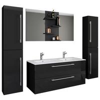 Badezimmer Budasi Schwarz B: 111 cm - Schwarz/Weiß, MODERN, Keramik/Holzwerkstoff (178cm) - MID.YOU