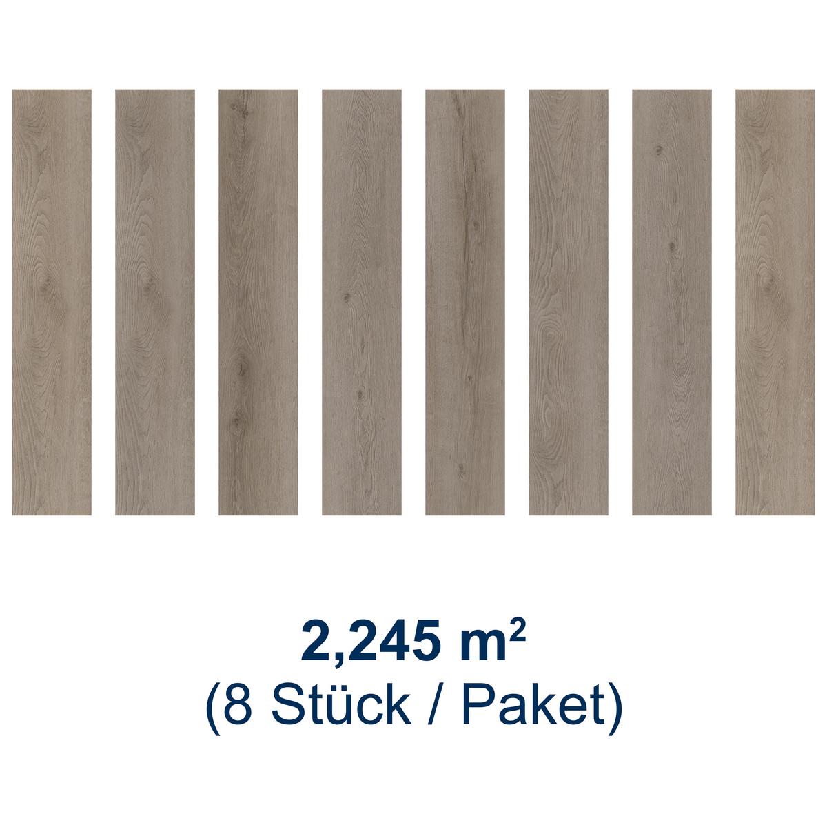 Designboden Eichefarben/Grau /Hellbraun Landhausdiele Stärke 4,8mm - Hellbraun/Eichefarben, Basics, Kunststoff (122/23/0.48cm)