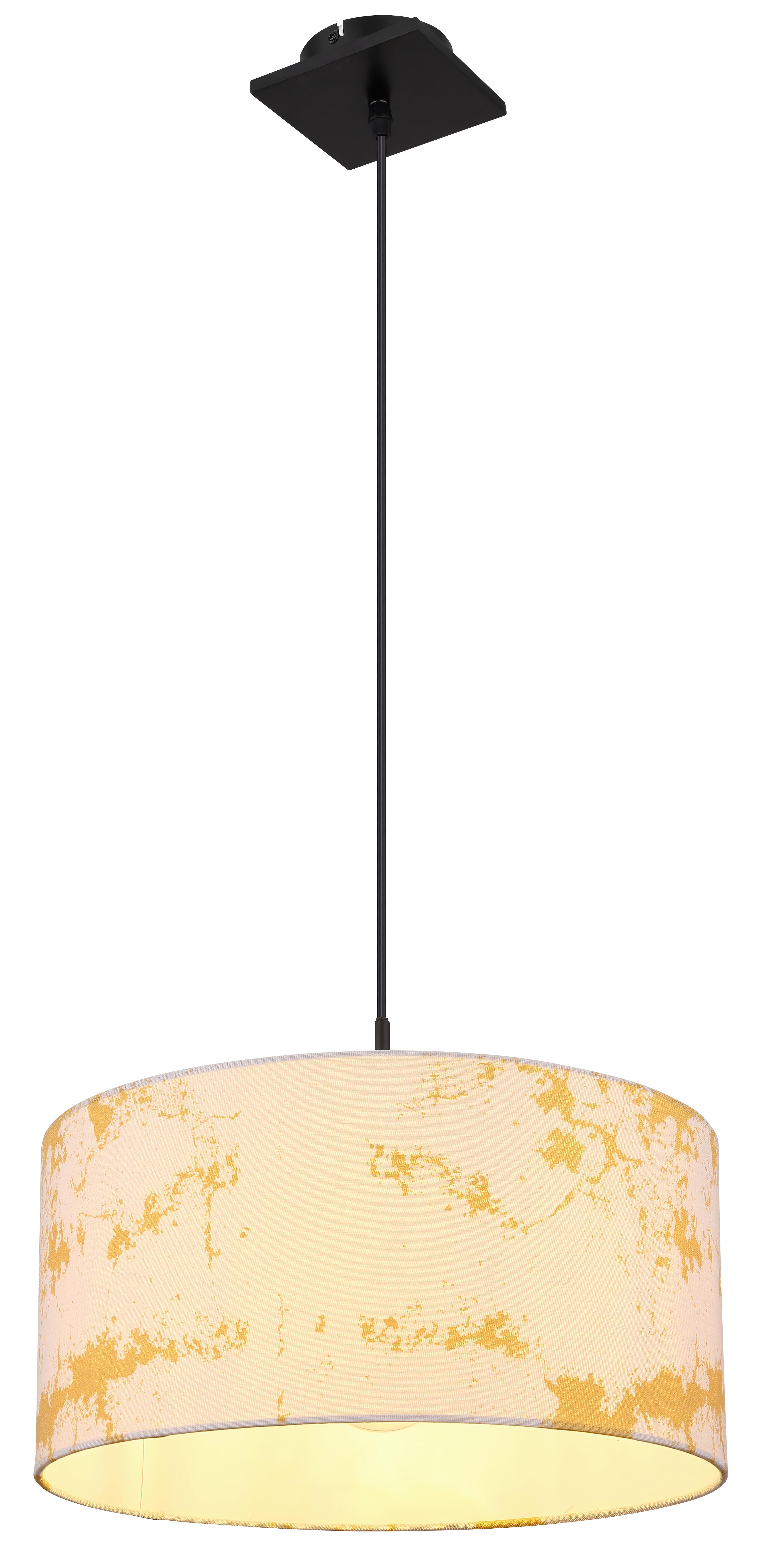 Hängeleuchte H: 150 cm 1-Flammig - Goldfarben/Schwarz, Basics, Textil/Metall (40/150cm) - Globo