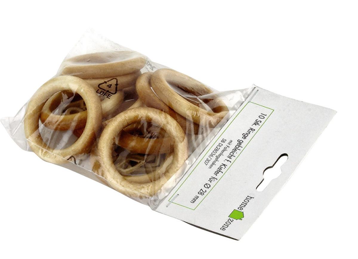 Vorhangringe Naturfarben Benno Kiefer 10 Stk. - Kieferfarben, KONVENTIONELL, Holz/Kunststoff - Ondega