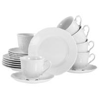 Kaffeeservice Rokoko Weiss Porzellan, 6 Pers., 18-teilig - Weiß, Basics, Keramik - Creatable