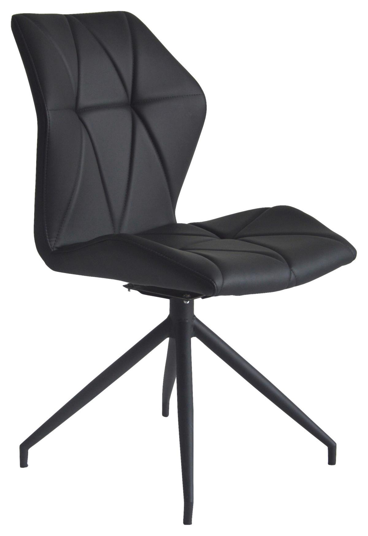 Esszimmerstuhl Imke Schwarz Gepolstert 2-Er Set - Schwarz, KONVENTIONELL, Textil/Metall (52/90,5/62cm) - MID.YOU