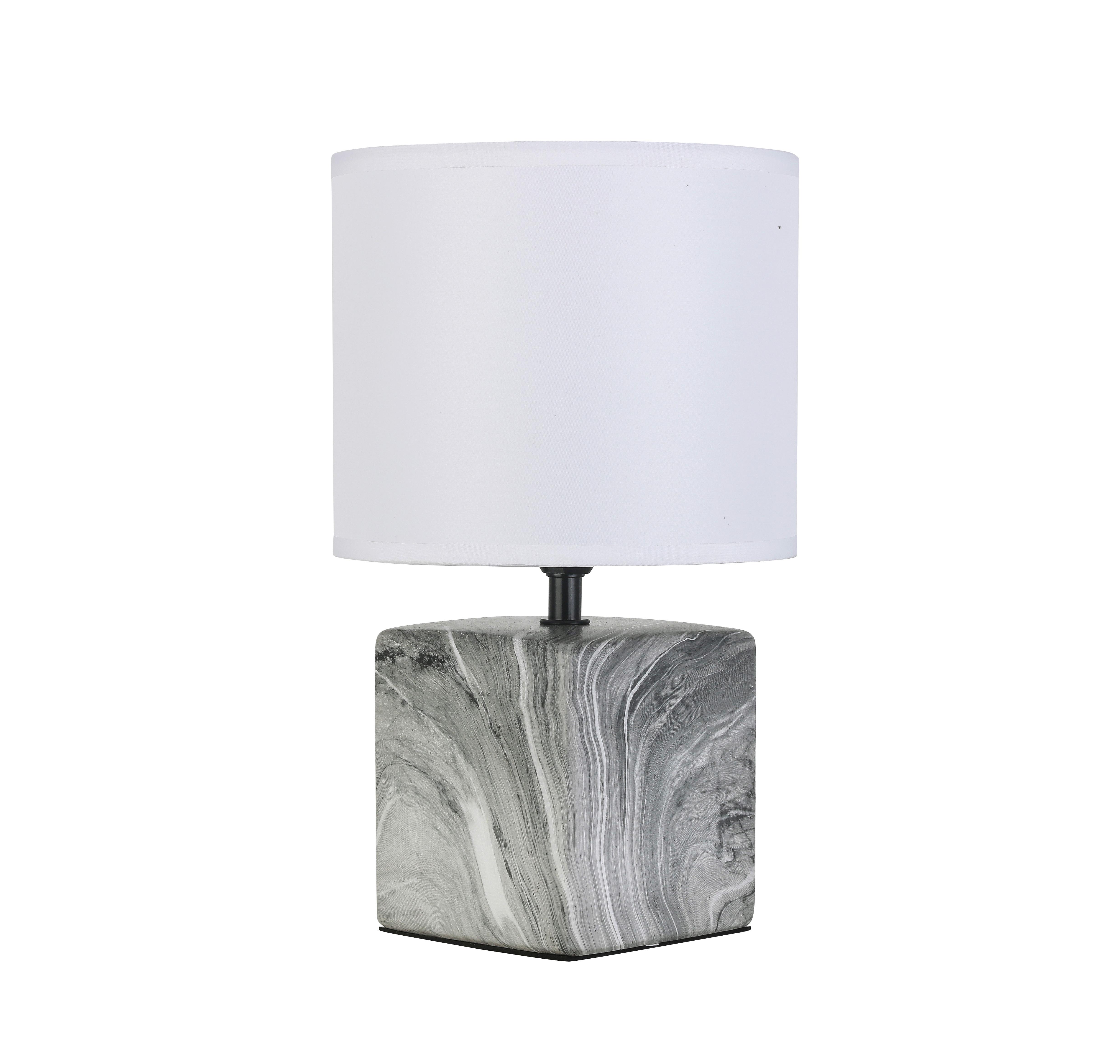 Tischleuchte Sabrino Grau / Weiß Marmoroptik mit Schalter - Schwarz/Weiß, ROMANTIK / LANDHAUS, Keramik/Kunststoff (18,5/30,5cm) - James Wood