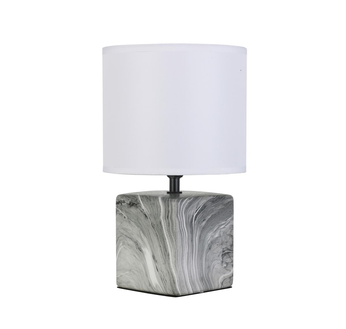 Tischleuchte Sabrino Grau / Weiß Marmoroptik Mit Schalter - Schwarz/Weiß, ROMANTIK / LANDHAUS, Keramik/Kunststoff (18,5/30,5cm) - James Wood