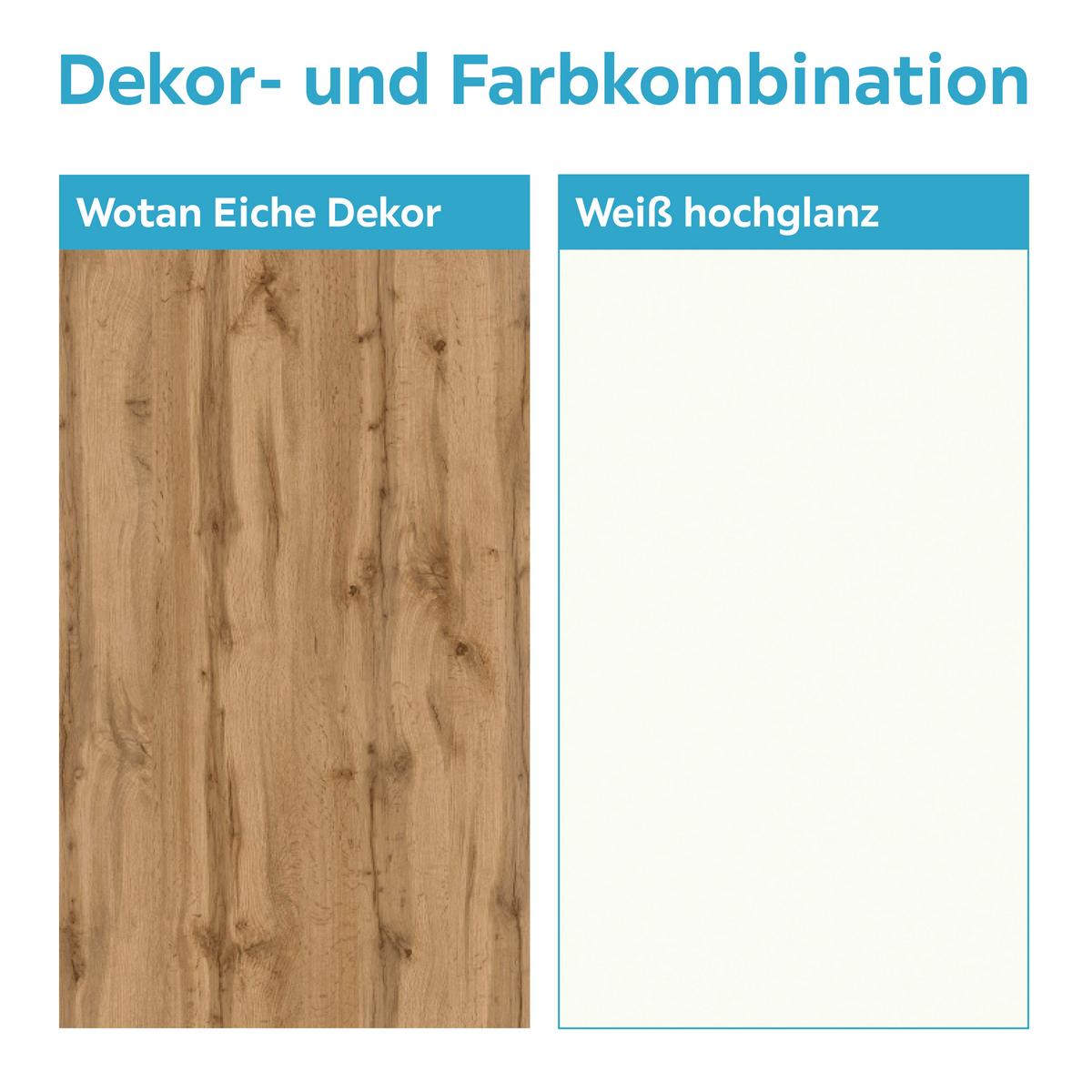 Wohnwand Modern 4 Tlg. Bailamos, Weiß/eiche Dekor - Eichefarben/Schwarz, MODERN, Glas/Holzwerkstoff (235/199,1/41,6cm)