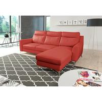 Ecksofa Gio Rot S: 236x168 cm - Chromfarben/Rot, Design, Leder/Textil (236/168cm) - Livetastic