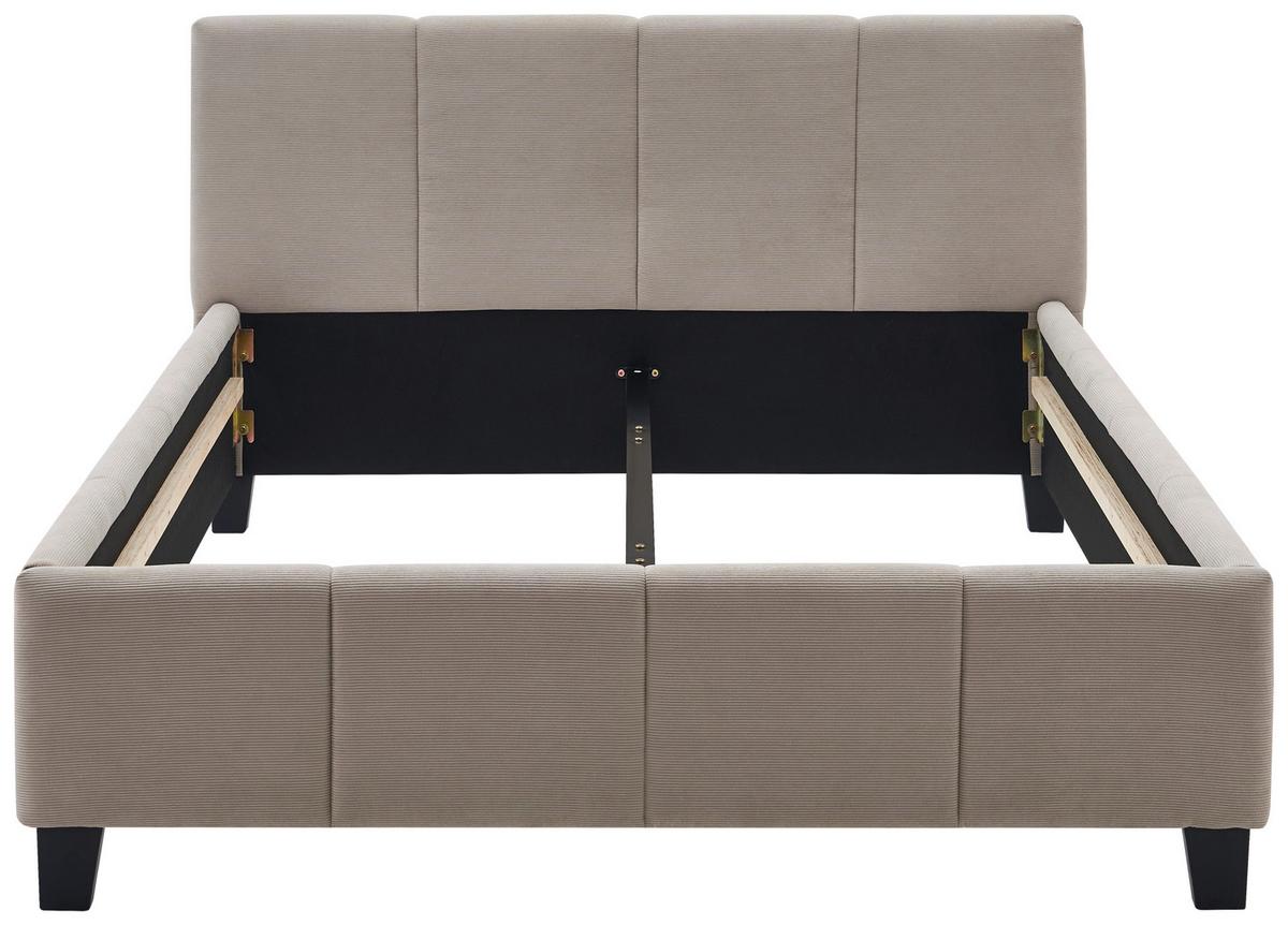 Čalouněná postel CRAZY 140x200 cm, béžová - černá/přírodní barvy, Moderní, kov/dřevo (140/200cm) - Based