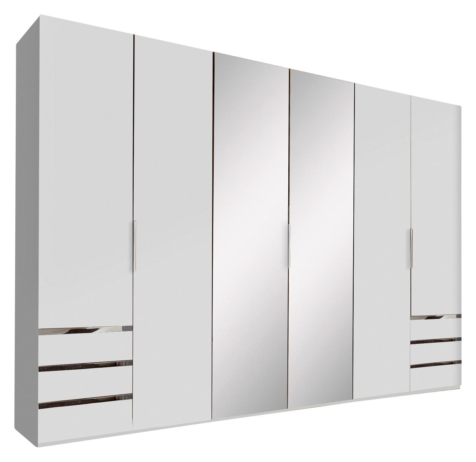 Drehtürenschrank Mit Spiegel 300cm Level 36a, Weiß Dekor - Weiß, MODERN, Glas/Holzwerkstoff (300/216/58cm) - MID.YOU