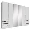Drehtürenschrank Mit Spiegel 300cm Level 36a, Weiß Dekor - Silberfarben/Weiß, MODERN, Glas/Holzwerkstoff (300/216/58cm) - MID.YOU
