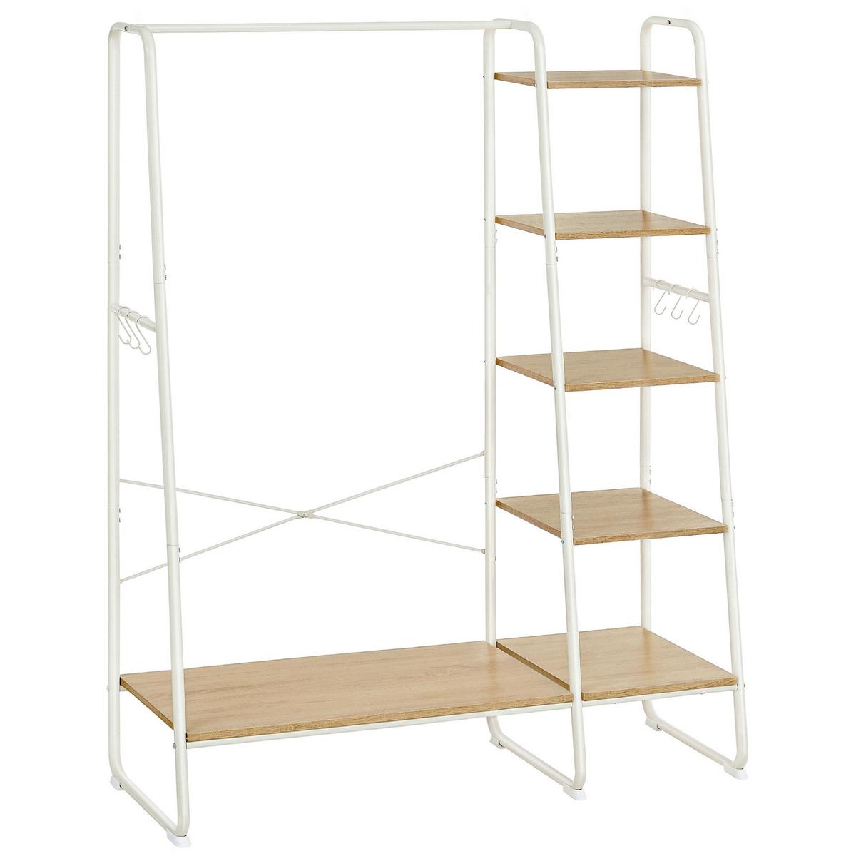 ŠATNÍ STOJAN BÍLÁ/BARVA DŘEVA - bílá/barvy dubu, Trend, kov/kompozitní dřevo (120/160/45cm) - MID.YOU