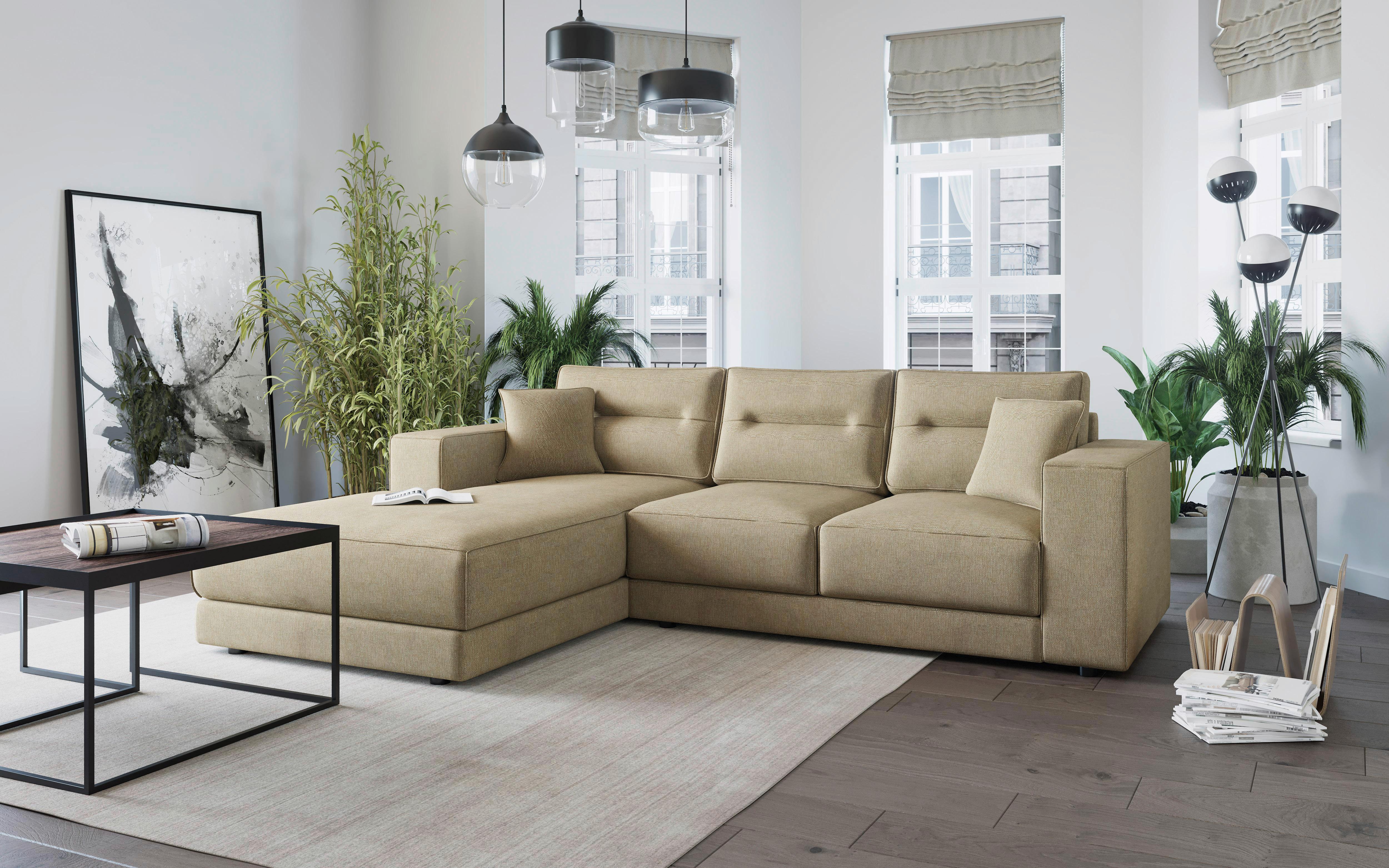 Ecksofa Verona Champagner - Champagner, Design, Textil (195/272cm) - Livetastic