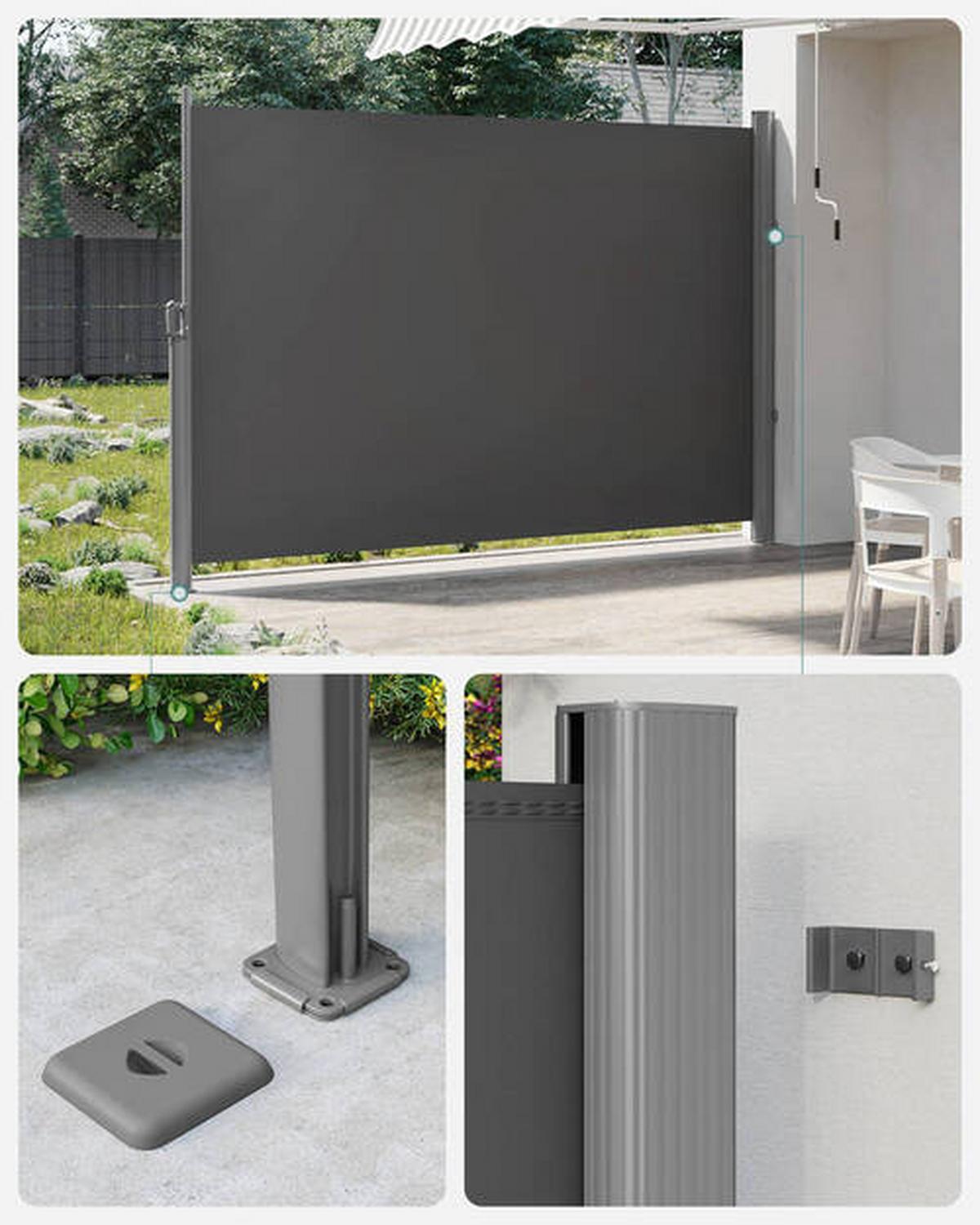 Seitenmarkise Grau Dunkelgrau BxH: 300x180 cm - Dunkelgrau/Grau, Basics, Textil/Metall (300/180cm) - Modante