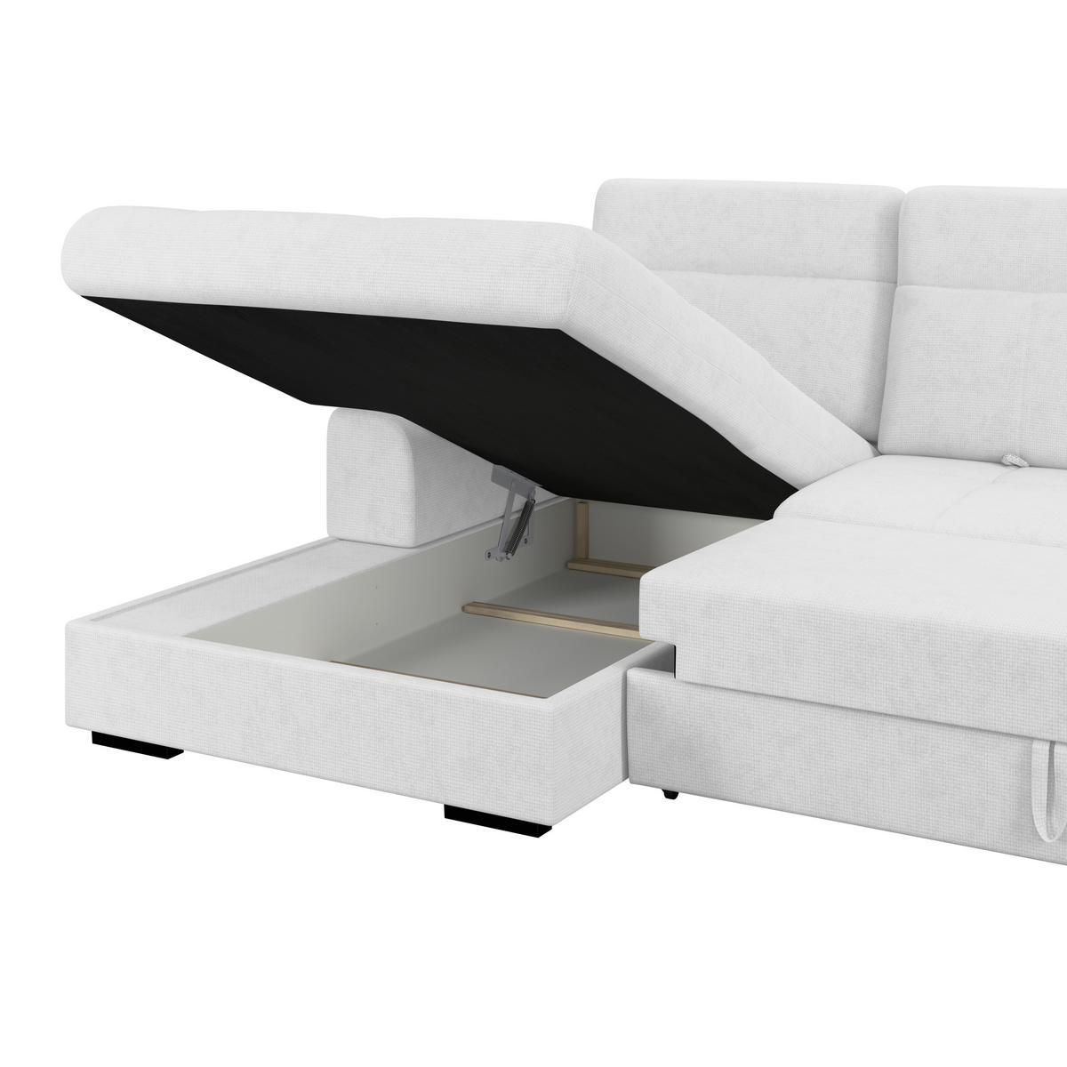 Ecksofa mit Bettfunktion Malaga new Chenille silber - Silberfarben/Schwarz, KONVENTIONELL, Textil (203/286cm) - Ondega