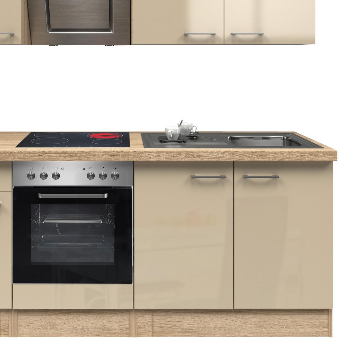 Küchenzeile Nepal mit Geräten 210 cm Kaschmir/Eiche Dekor - Kaschmir/Sonoma Eiche, MODERN, Holzwerkstoff (210cm) - FlexWell