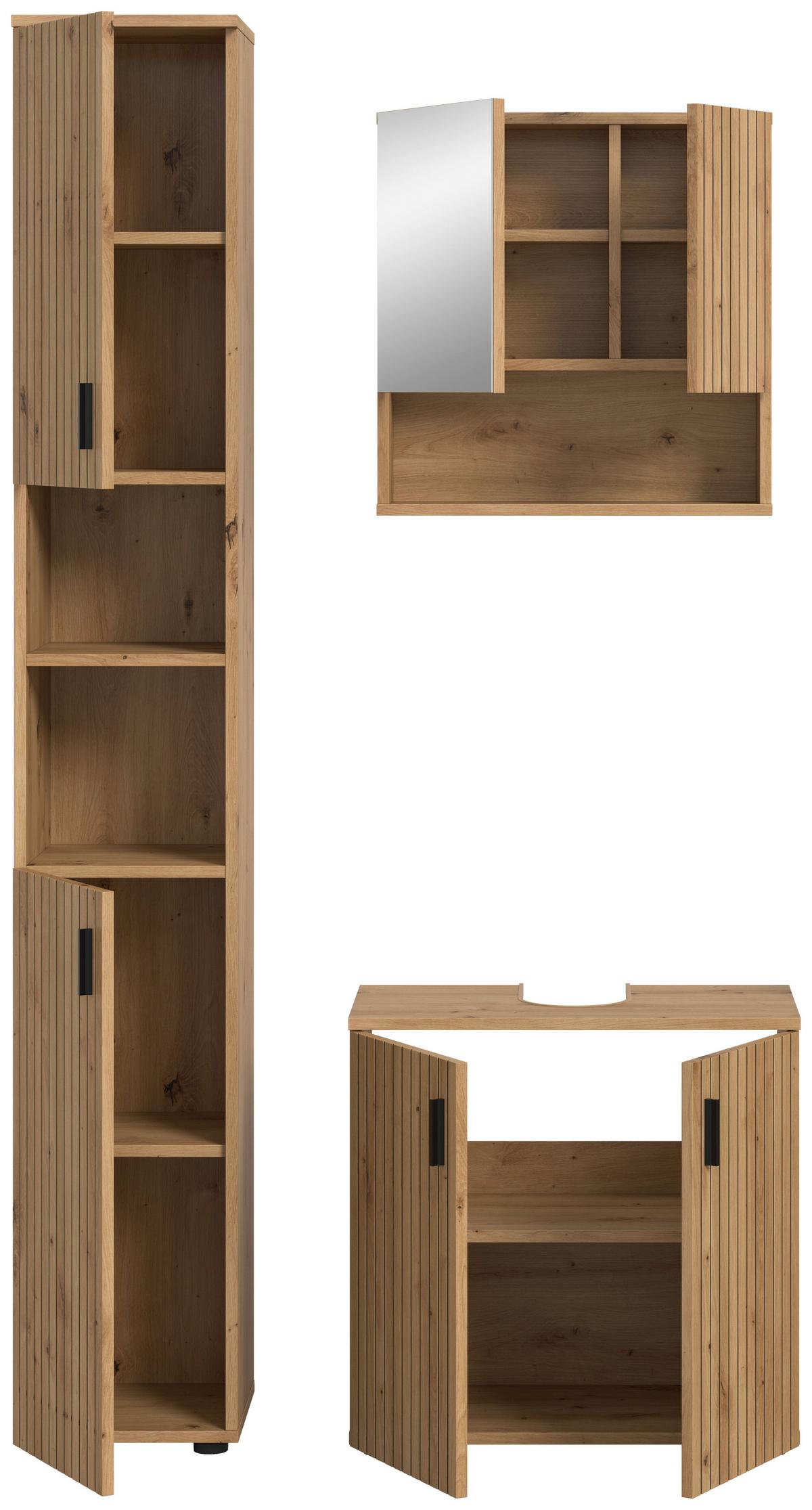 BADEZIMMER Eiche Artisan B: 90cm - Schwarz/Eiche Artisan, Basics, Holzwerkstoff (90cm) - MID.YOU