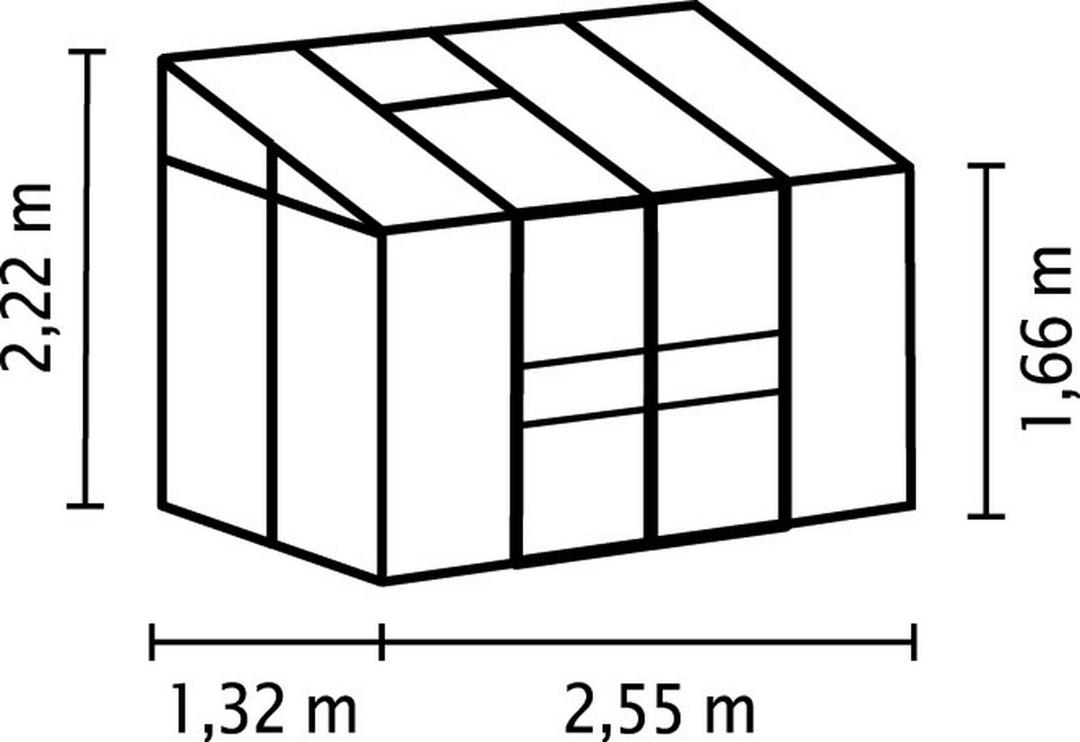Anlehn-gewächshausbausatz Ida 3300 3,3 M2 - Smaragdgrün, Basics, Kunststoff/Metall (255/222/131,5cm)