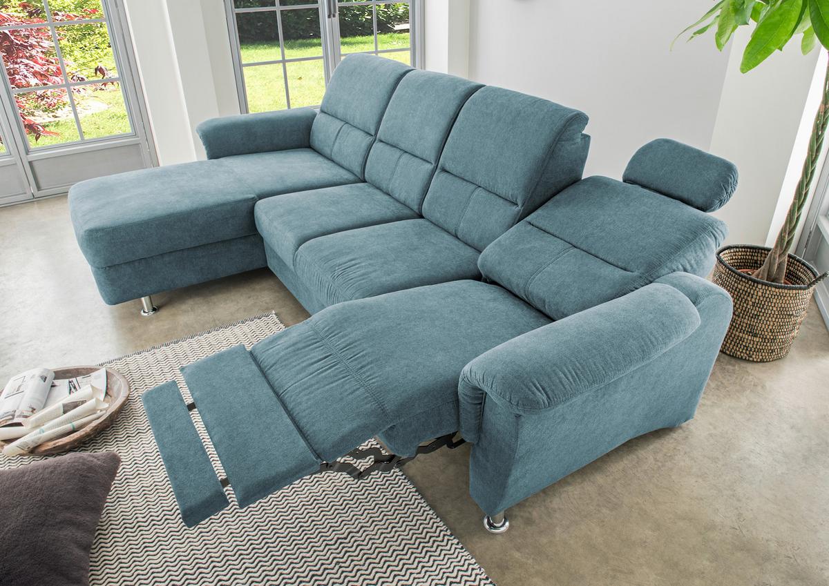 Ecksofa Parole Hellblau S:165/292 Cm - Chromfarben/Hellblau, KONVENTIONELL, Textil (165/292cm) - Livetastic