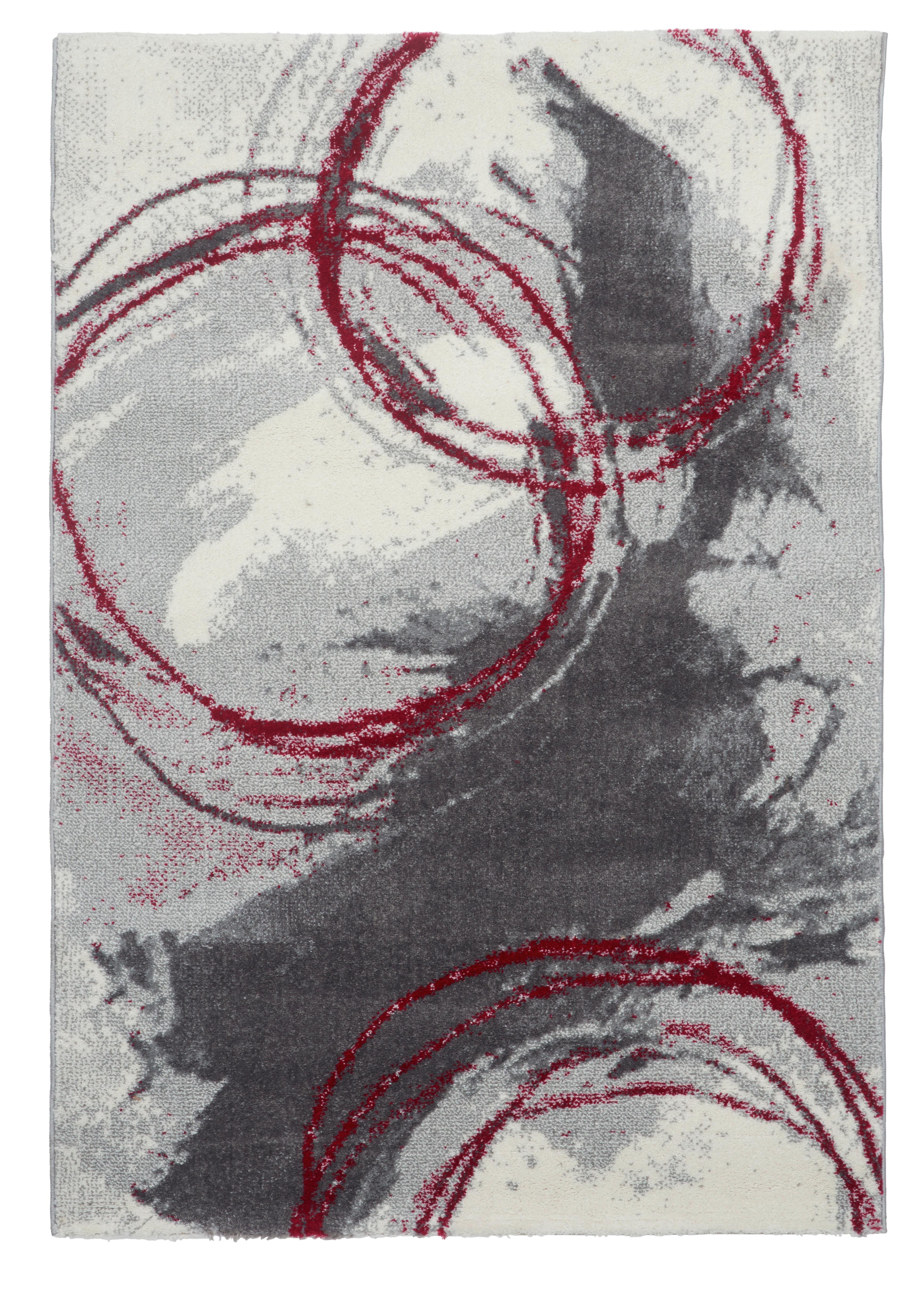 Webteppich Rot/Hellgrau Hanna 80x150 cm - Rot/Hellgrau, MODERN, Textil (80qm) - Ondega