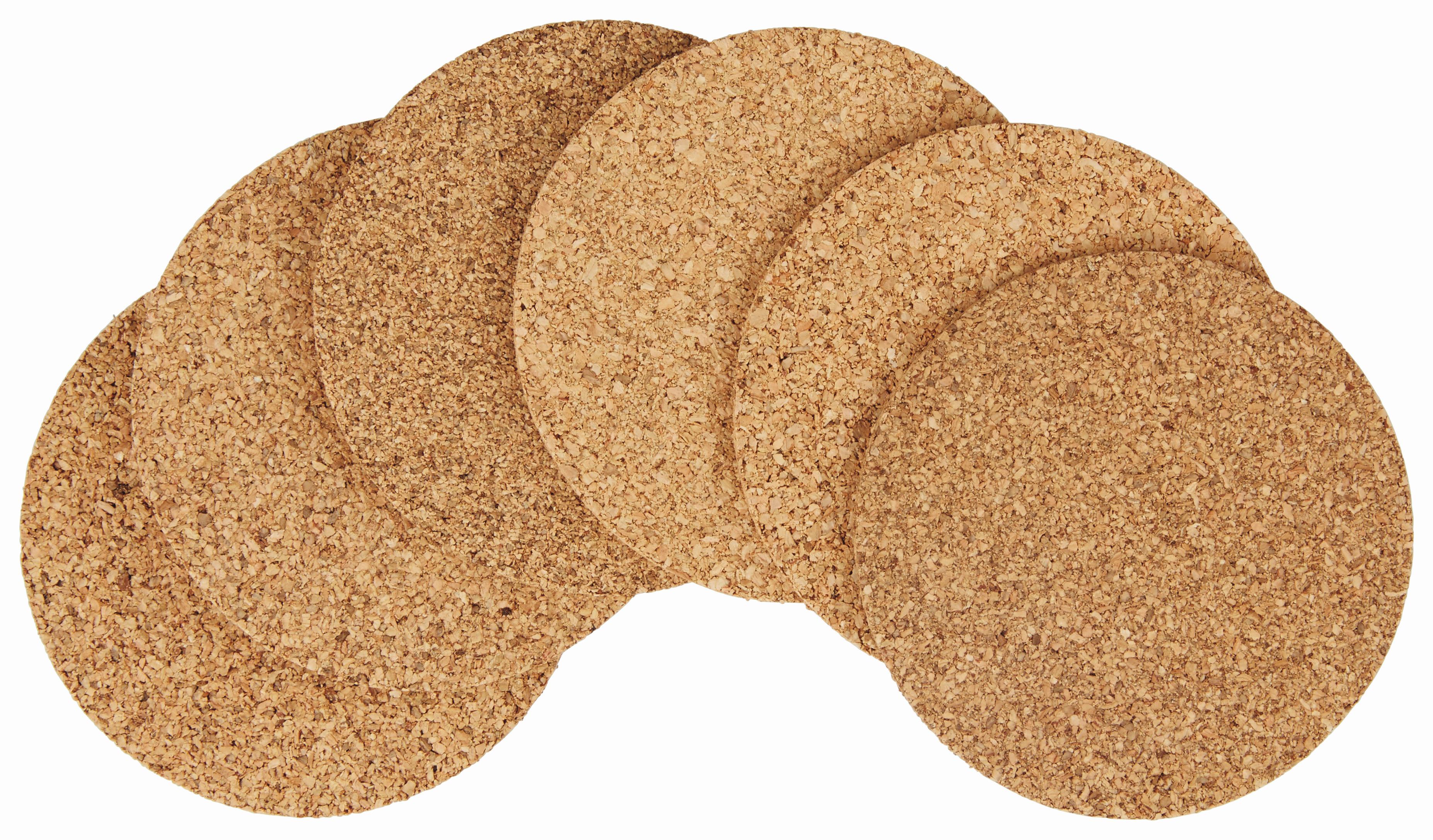Glasuntersetzer aus Kork 6er-Set, Ø: ca. 11 cm - Naturfarben, KONVENTIONELL, Holz (11cm)