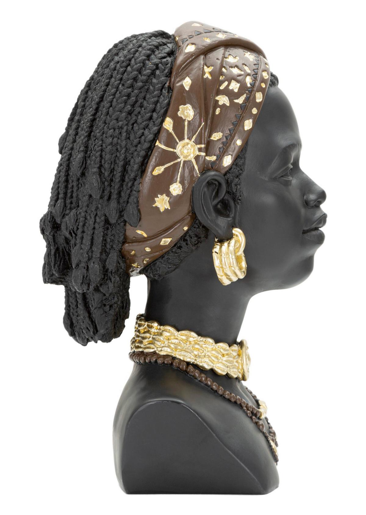 Skulptur Massai Woman Schwarz, Goldfarben, B: 19 cm - Goldfarben/Schwarz, Basics, Kunststoff (19/30/18.5cm)