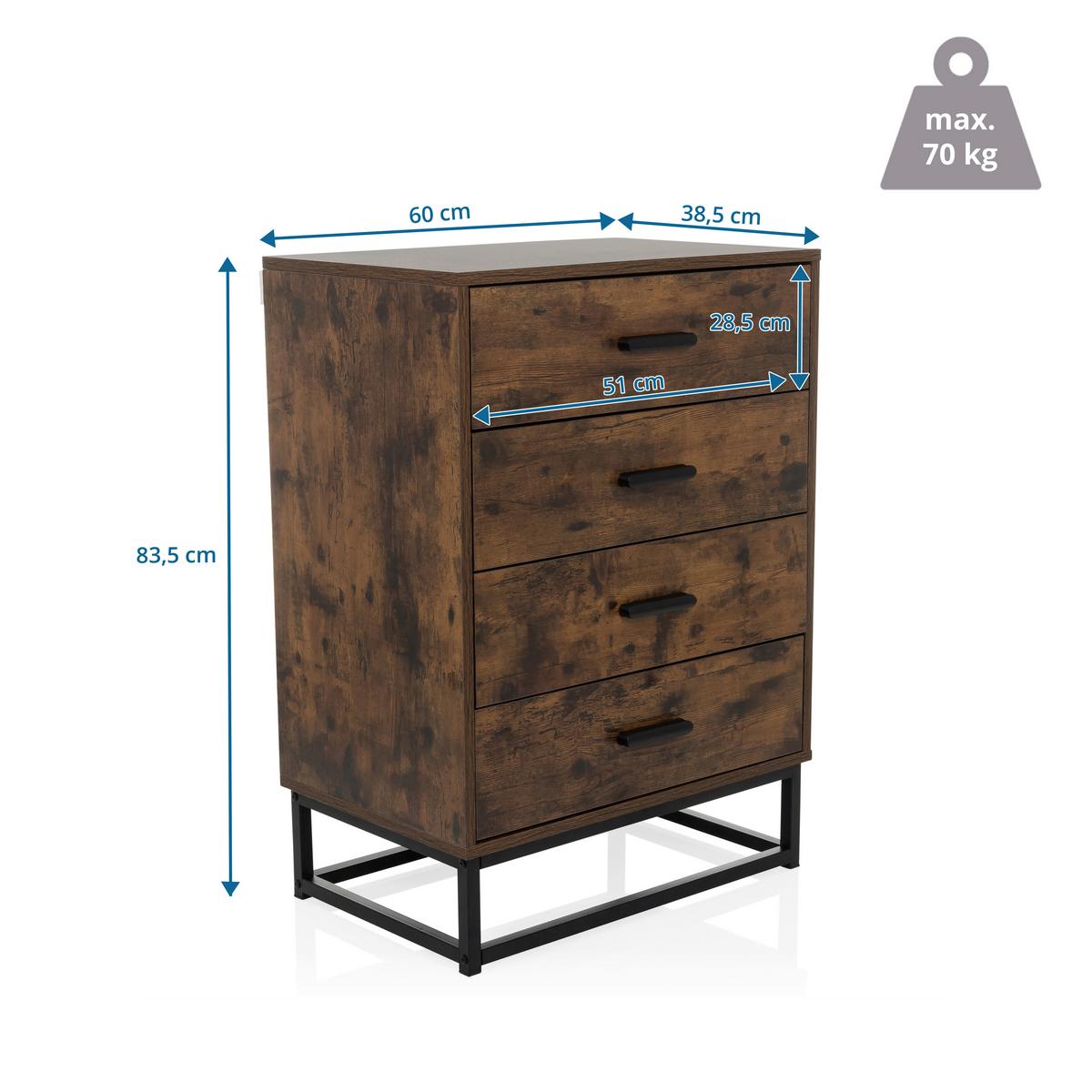 Kommode Vinstra Braun/schwarz B: 60 Cm - Schwarz/Braun, MODERN, Holzwerkstoff (60/83,5/38,5cm) - MID.YOU