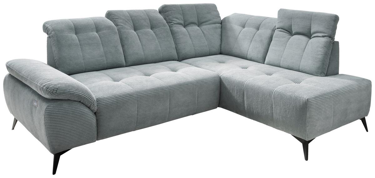 Ecksofa Fiore, Hellblau S: 272x200 cm - Schwarz/Hellblau, MODERN, Textil (272/200cm) - Livetastic