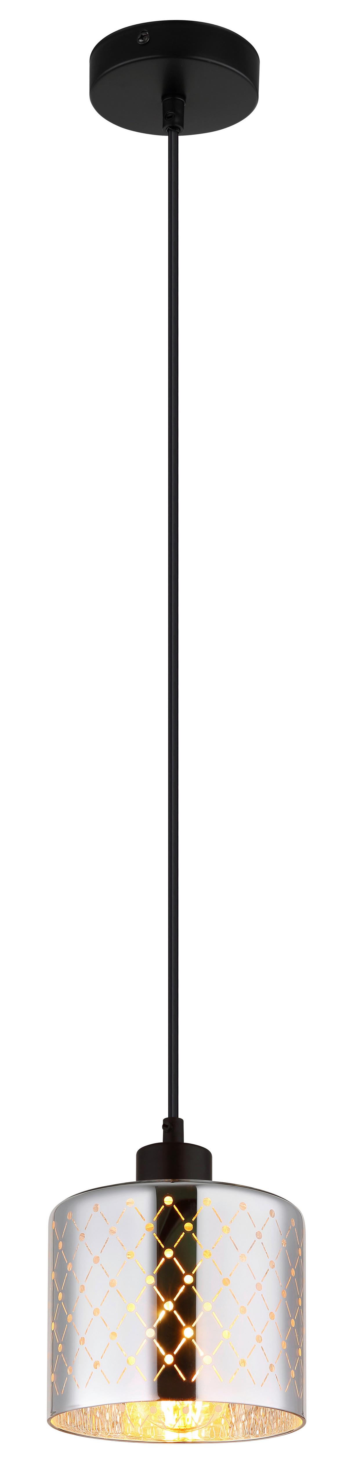 HÄNGELEUCHTE Exkl. 1xE27 40W - Klar/Chromfarben, Basics, Glas/Kunststoff (15/120cm) - Globo