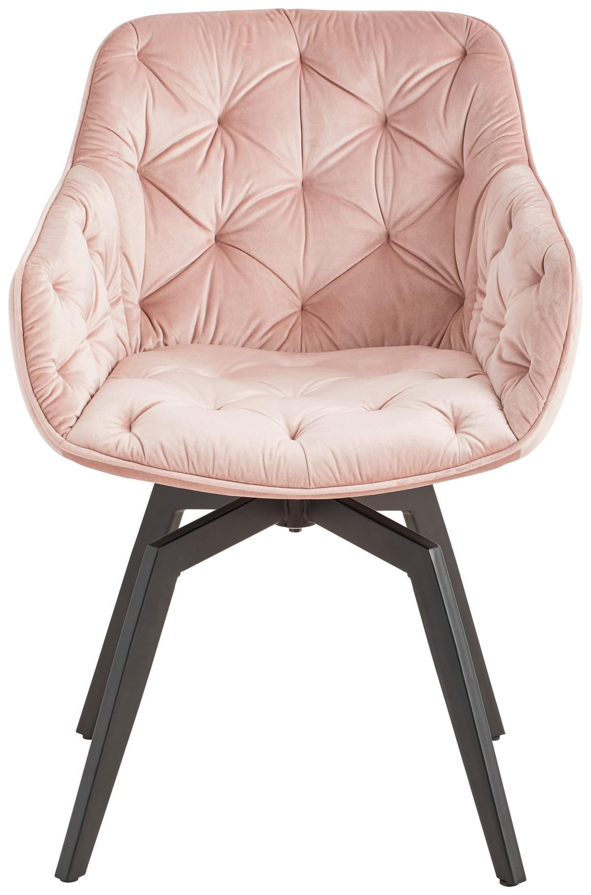 Armlehnstuhl Avegno Rosa mit drehbare Sitzfläche - Schwarz/Rosa, MODERN, Holz/Textil (58/83/63cm) - Livetastic