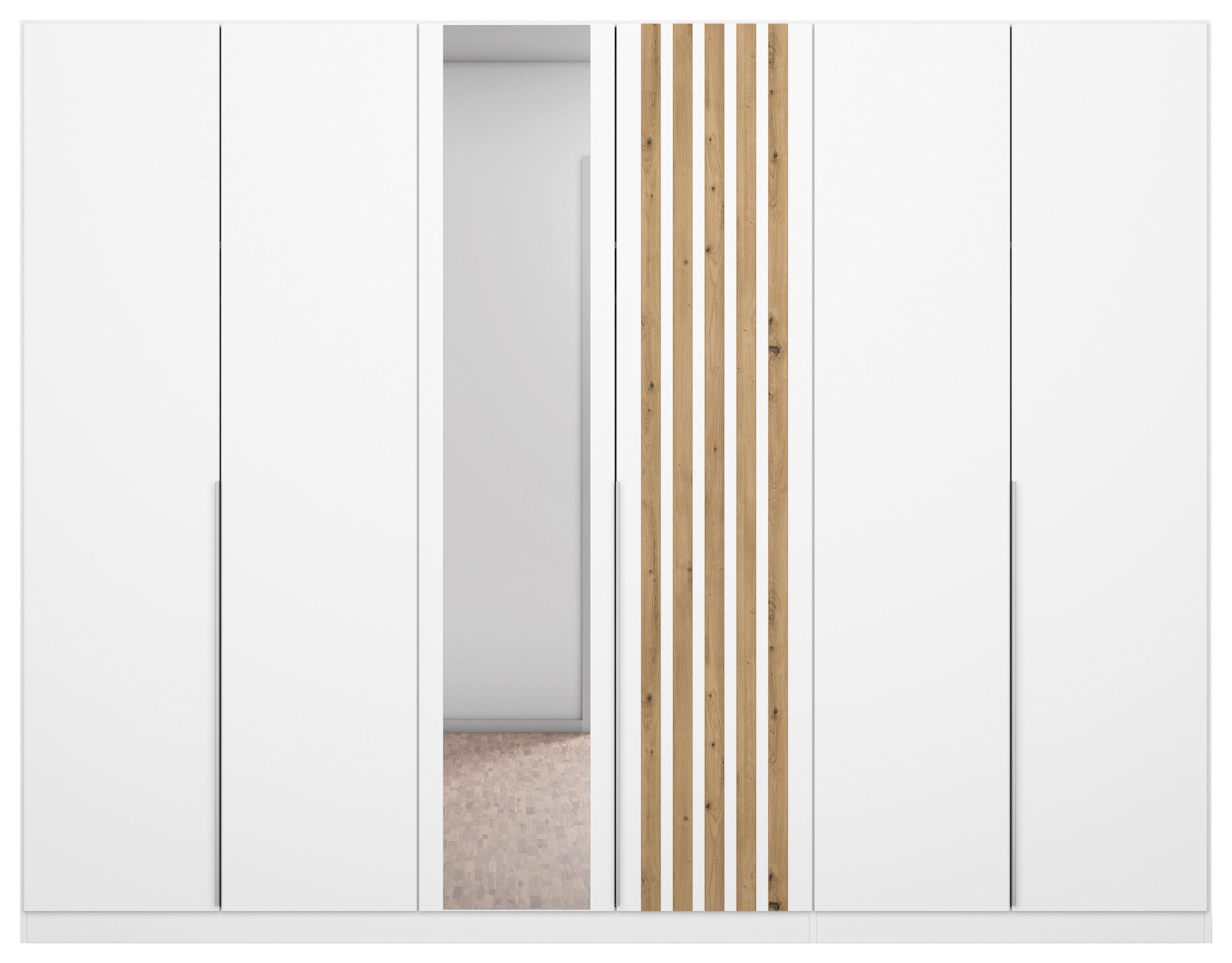 Drehtürenschrank 271 cm Lamella Weiß/Eiche Dekor - Weiß/Eiche Artisan, MODERN, Holzwerkstoff (271/210/54cm) - Rauch Möbel