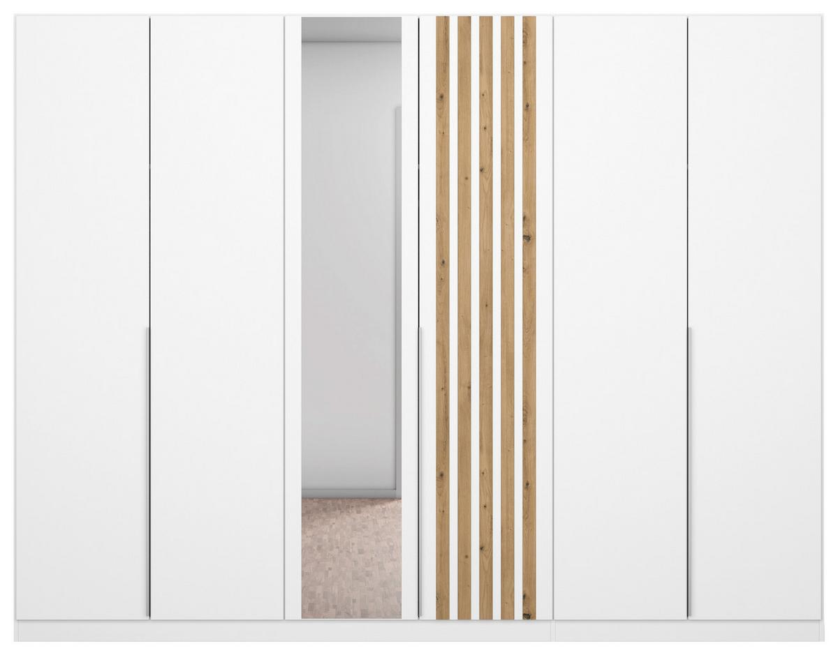 Drehtürenschrank 271 Cm Lamella Weiß/eiche Dekor - Weiß/Eiche Artisan, MODERN, Holzwerkstoff (271/210/54cm) - Rauch Möbel