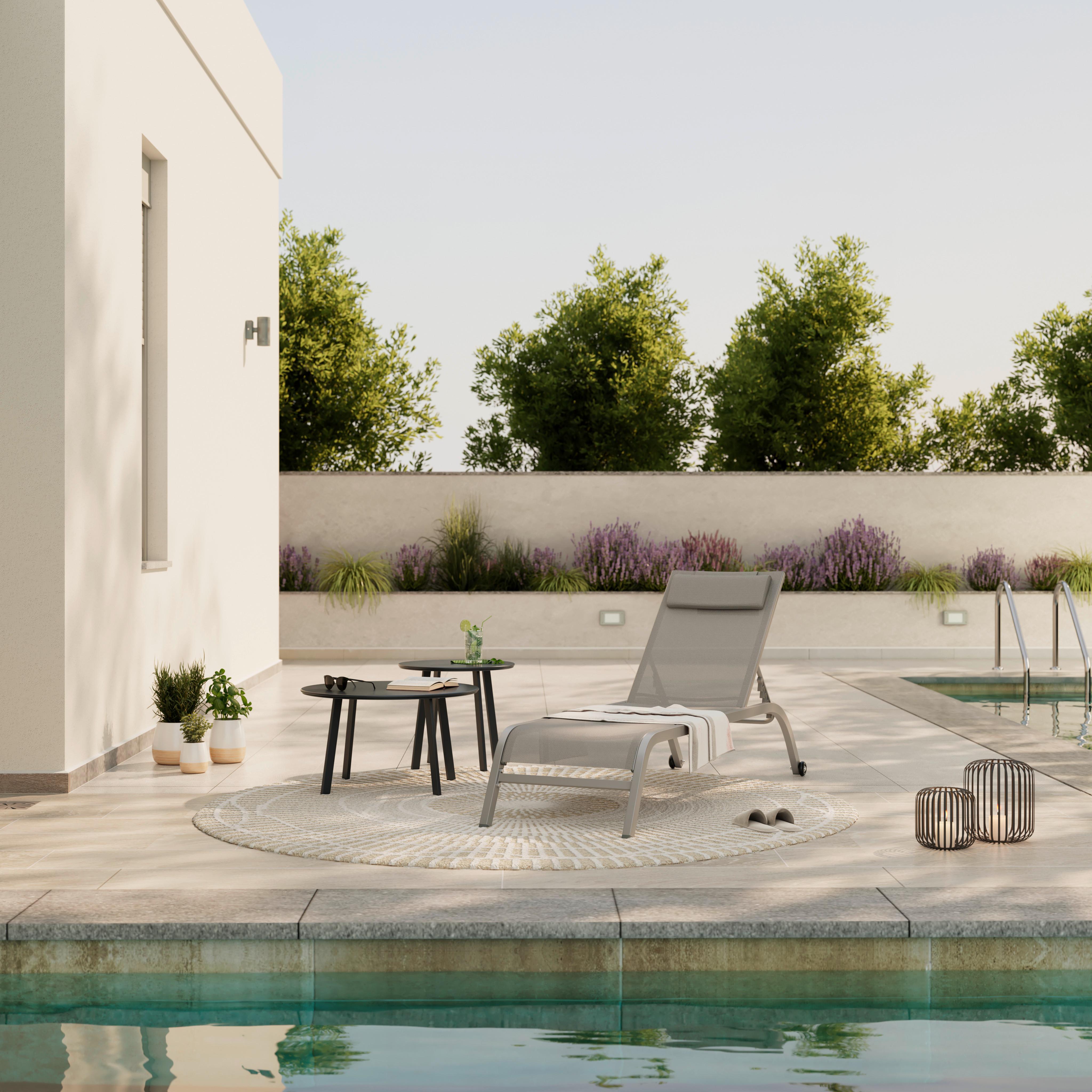 Sonnenliege Olivia Metall/textil Mit Rollen - Hellgrau, MODERN, Textil/Metall (198/62/34-87cm) - Luca Bessoni