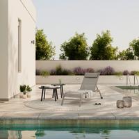 Sonnenliege Olivia Metall/Textil mit Rollen - Hellgrau, MODERN, Textil/Metall (198/62/34-87cm) - Luca Bessoni