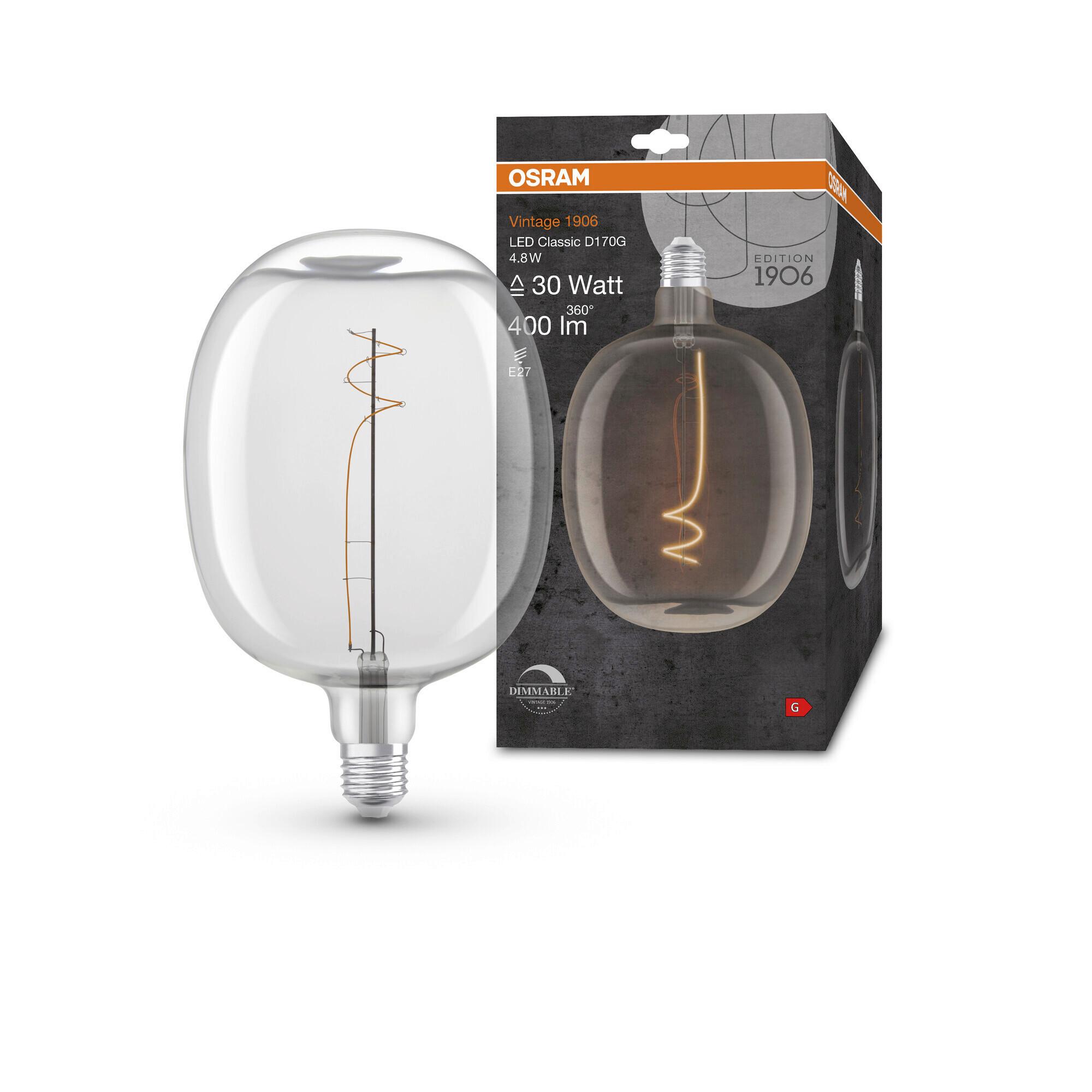 LED-Leuchtmittel Vintage 1906 Led Dim30 4.8w/27 - Klar, Basics, Glas (17/27cm) - Osram