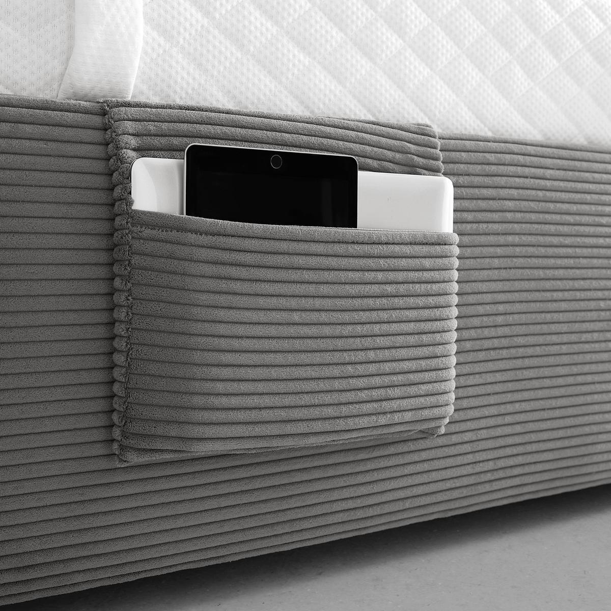 Posteľ Remi s bočnicami 90x200, poťah sivý - sivá/prírodná farba, Konventionell, drevo/textil (90/200cm)