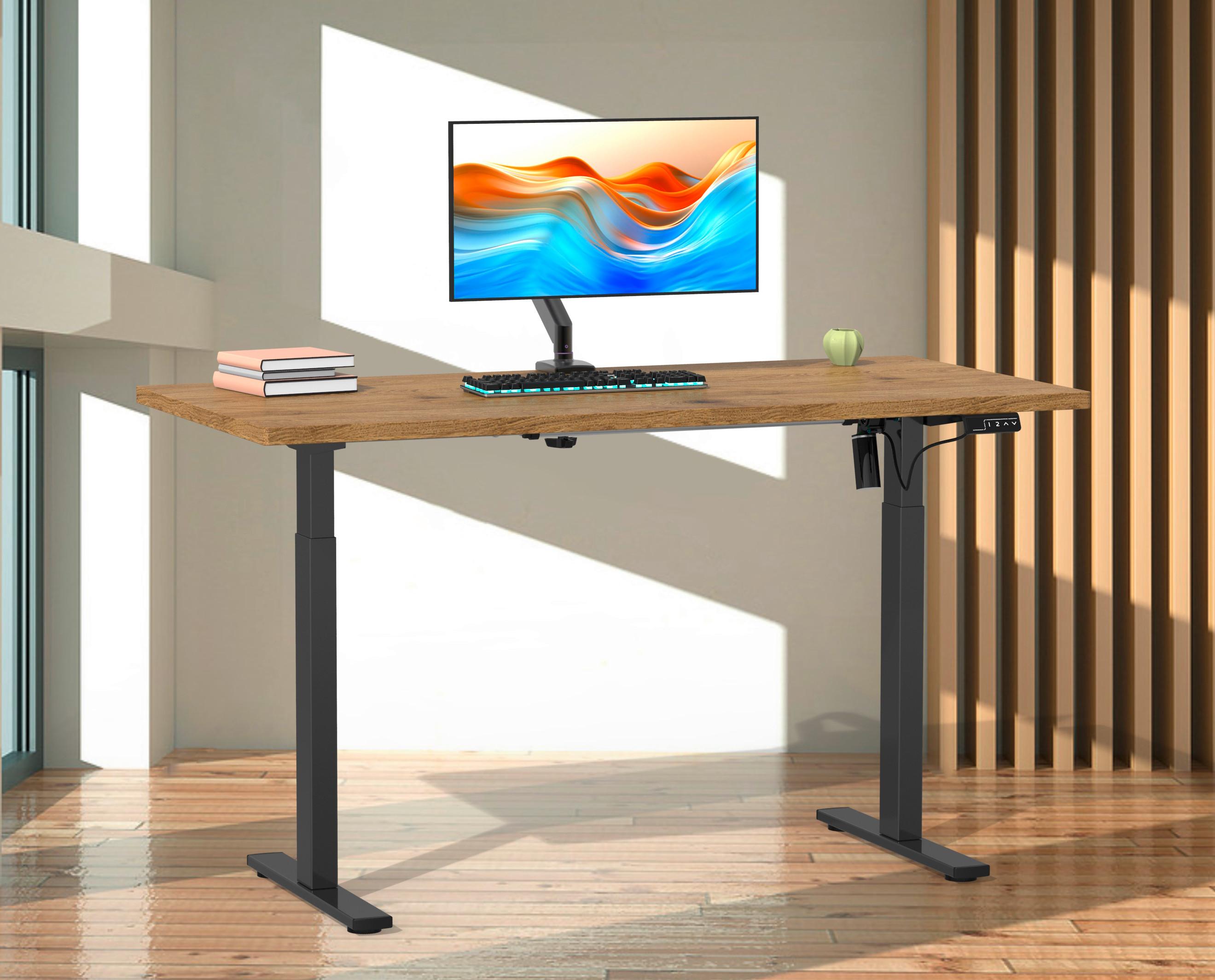 Schreibtisch E-lona Schwarz/eiche Dekor B: 110 Cm - Honigeiche/Silberfarben, Design, Holzwerkstoff/Metall (110/71/80cm) - MID.YOU