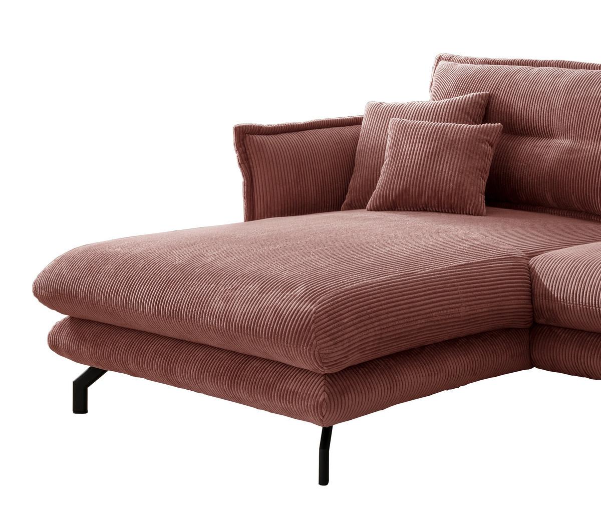 Ecksofa Lava Koralle mit Zierkissen - Koralle/Schwarz, MODERN, Textil (180/255cm) - Livetastic