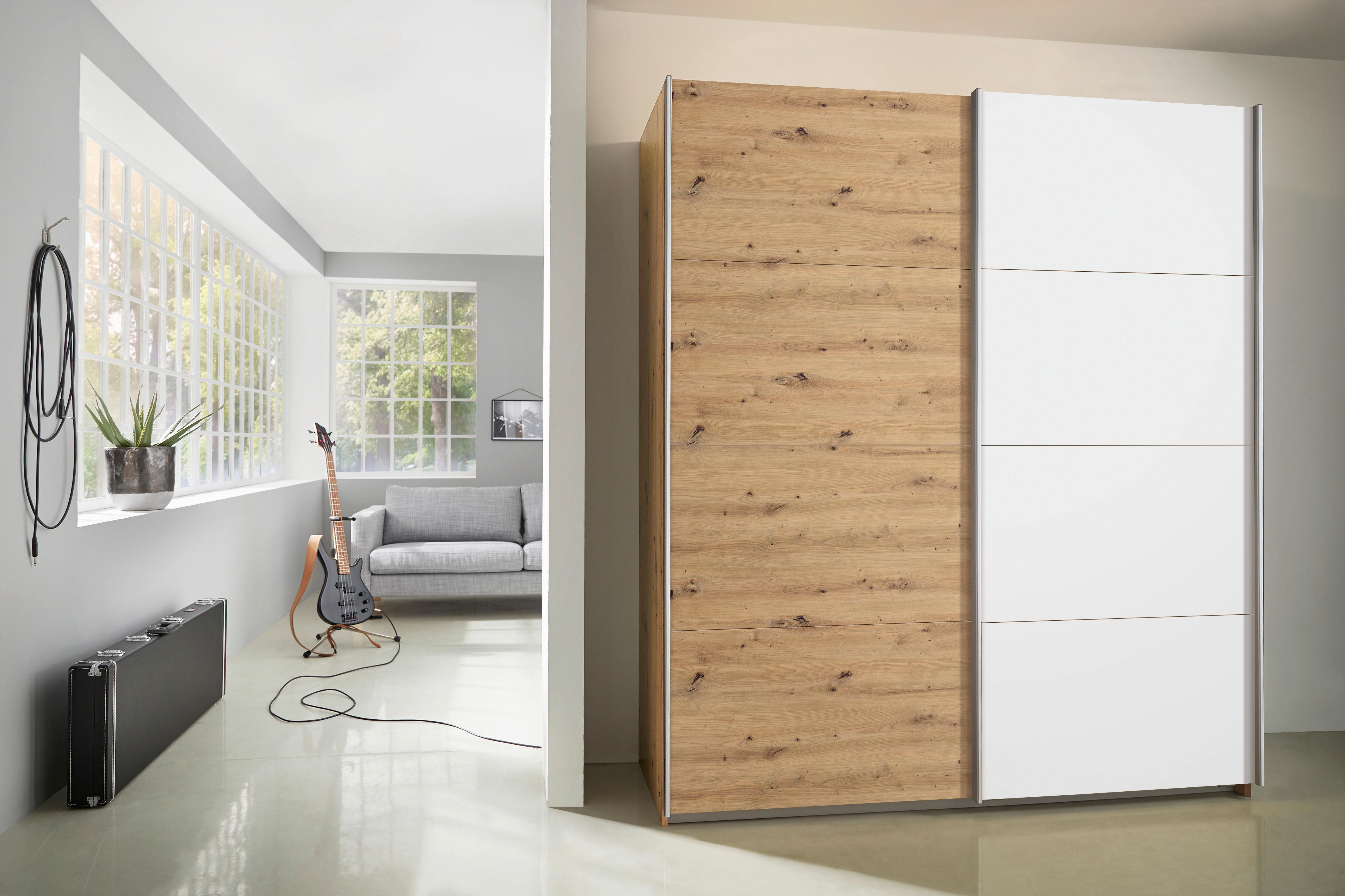 Schwebetürenschrank Subito - Weiß/Eiche Artisan, MODERN, Holzwerkstoff (181/197/61cm) - Rauch Möbel