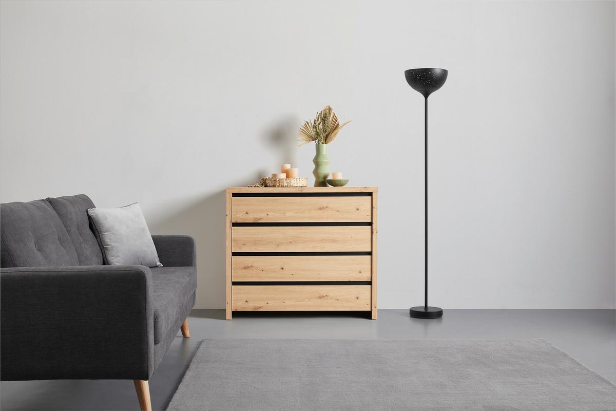 KOMODA LARIOS C -EXKLUSIV- - čierna/dub artisan, Modern, kompozitné drevo (105/91/40cm) - Mömax