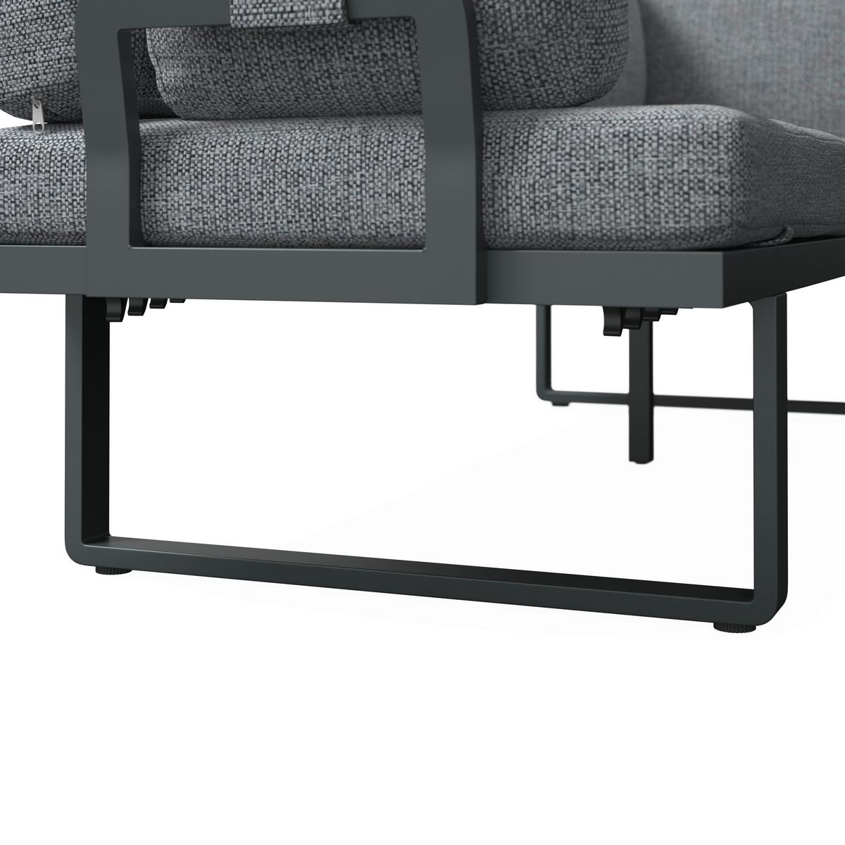 Loungegarnitur Cannes - Dunkelgrau/Anthrazit, MODERN, Kunststoff/Textil (202/236cm) - Beldano