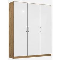 Drehtürenschrank 136 cm Berlin Weiß/Eiche Dekor - Weiß Hochglanz/Eiche Artisan, MODERN, Holzwerkstoff (136/197/54cm) - Rauch Möbel