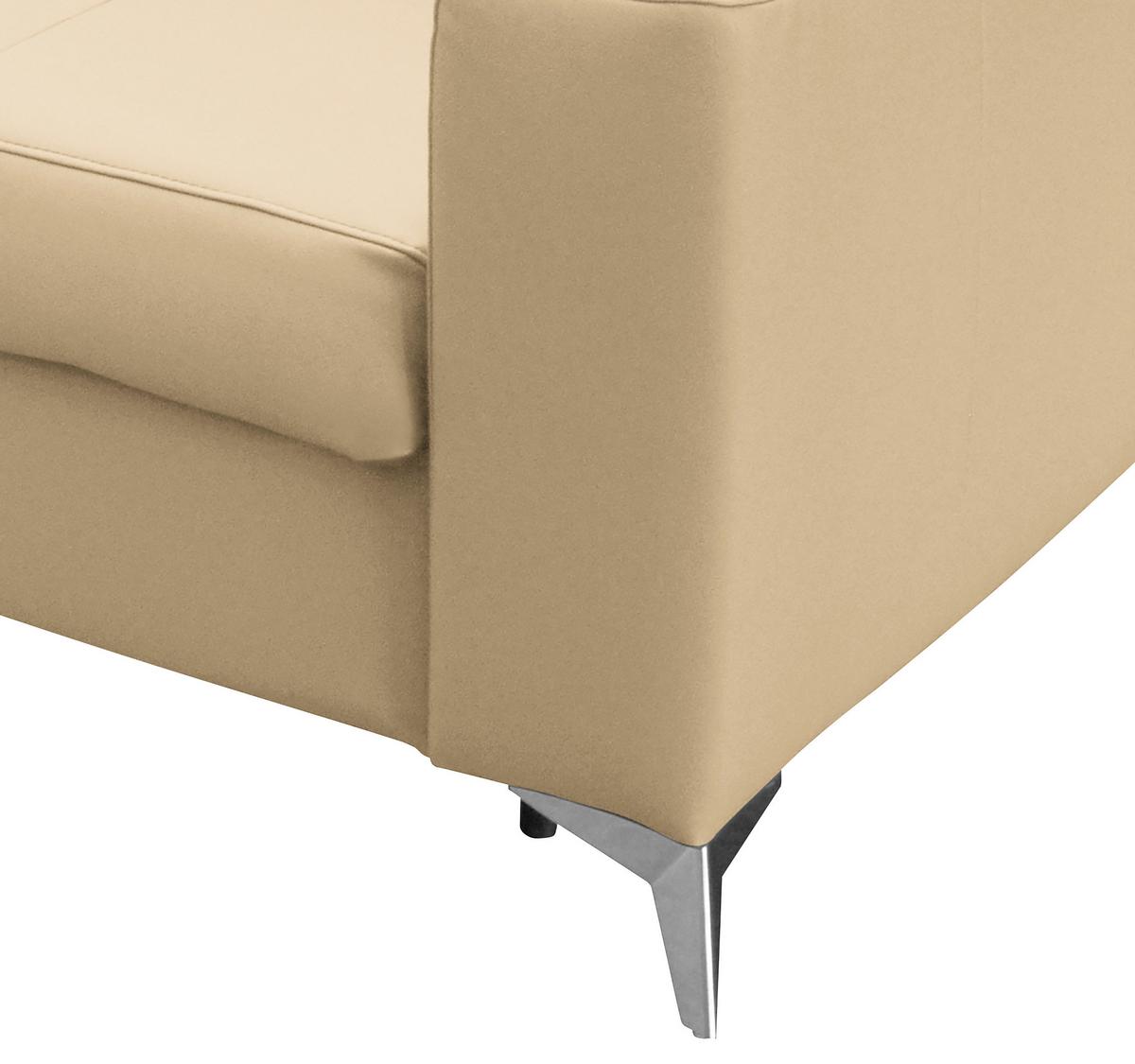 Schlafsofa Mondo, Beige B: 206 cm - Beige/Silberfarben, Design, Leder/Textil (206/95/101cm) - Livetastic