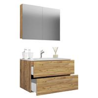 Badezimmer Badinos 3-Teilig Honigeiche B: 80 cm - Honigeiche/Weiß, MODERN, Keramik/Holzwerkstoff (80cm) - MID.YOU