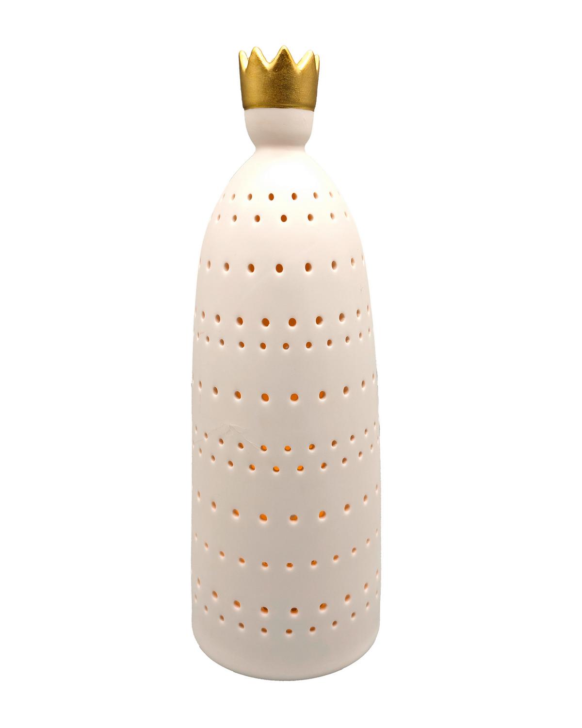 LED vianočná figúrka KING - biela/zlatá, Konventionell, keramika (8,5/25,5cm) - Mömax