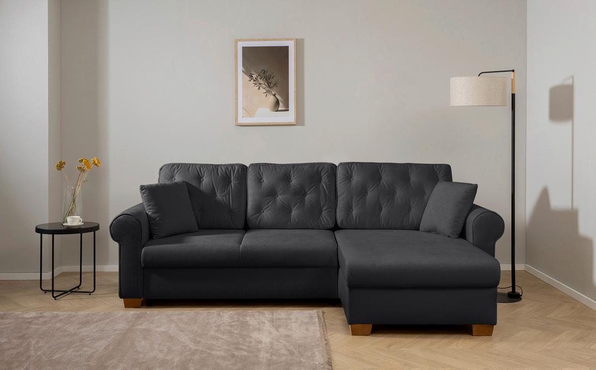 Ecksofa Arles Anthrazit 75 S: 266x161 Cm - Anthrazit/Buchefarben, Design, Textil (266/161cm) - MID.YOU