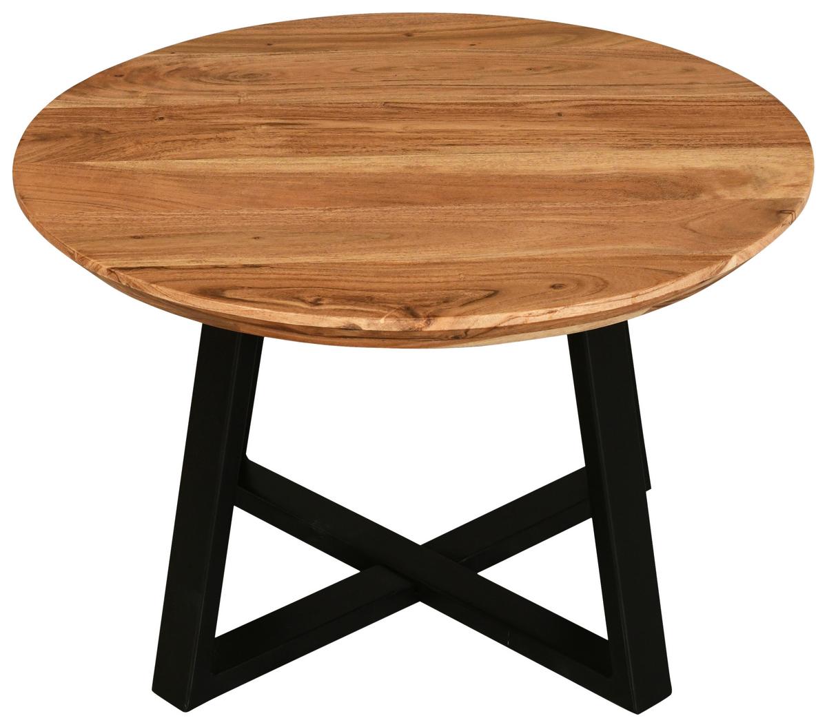 Konferenční stolek Safaga, dřevo/kov - černá/přírodní barvy, Natur, kov/dřevo (70/70/45cm) - Zandiara