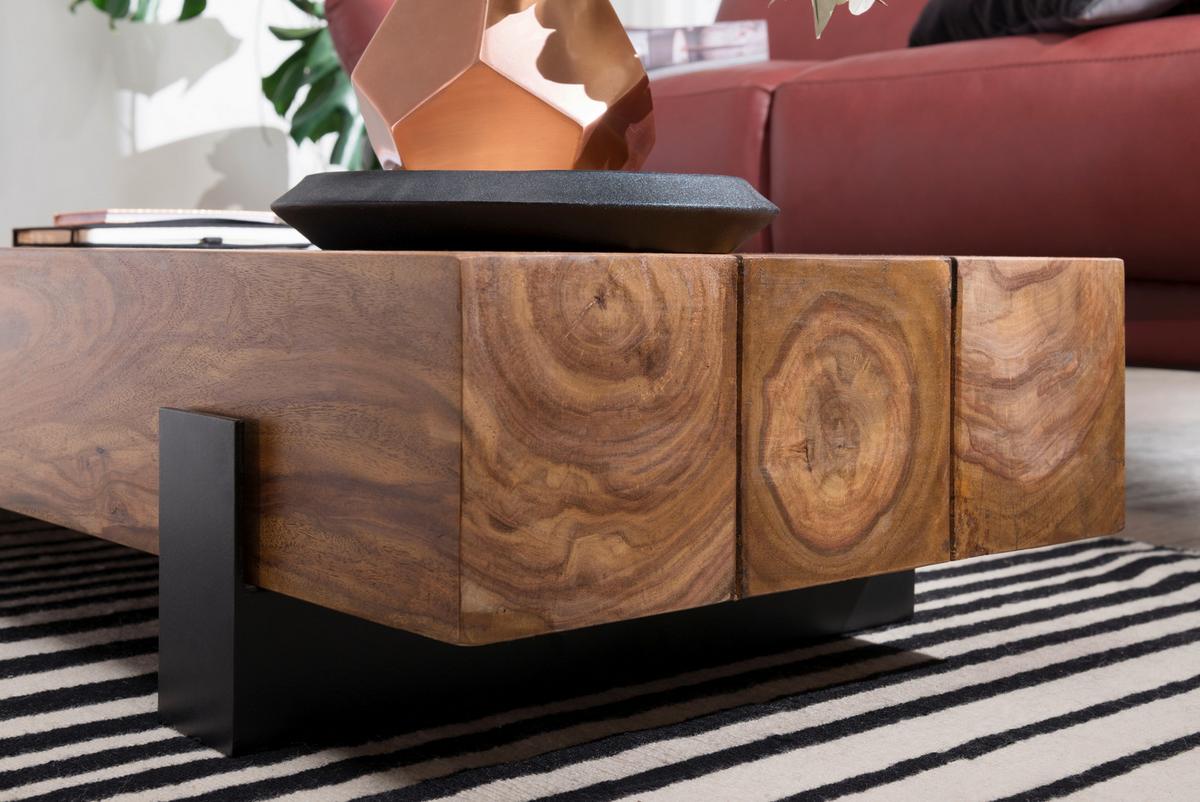 Couchtisch Wl5.597 - Sheeshamfarben/Schwarz, Design, Holz/Metall (115/44/22cm) - MID.YOU