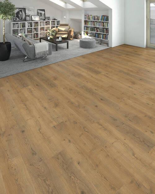 Laminatboden La Eiche Lombardia Str. Matt - Eichefarben, Basics, Holzwerkstoff (19.3/128.2cm) - Living by HARO