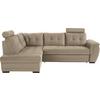 Ecksofa mit Schlaffunktion + Bettkasten Falco, Mikrofaser - Hellbraun/Dunkelbraun, KONVENTIONELL, Textil (183/251cm) - Ondega