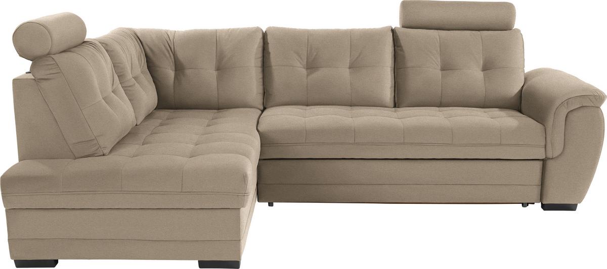 Ecksofa mit Schlaffunktion + Bettkasten Falco, Mikrofaser - Hellbraun/Dunkelbraun, KONVENTIONELL, Textil (183/251cm) - Ondega