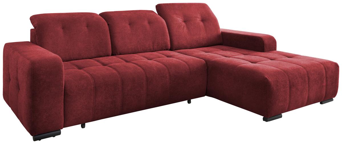 Ecksofa Vicari Rot S: 185x292 Cm - Rot/Schwarz, MODERN, Textil (185/292cm) - Livetastic